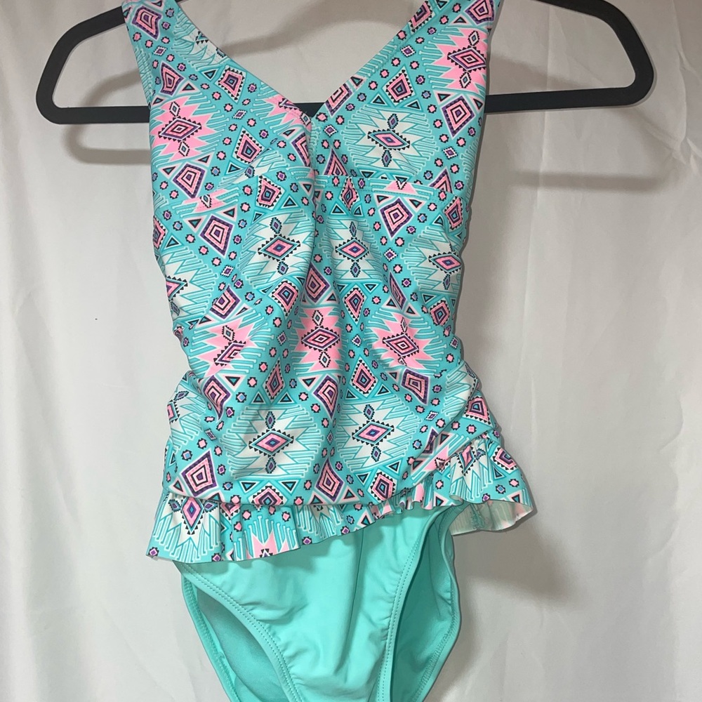 Vibrant Geometric Kids One Piece Swimsuit